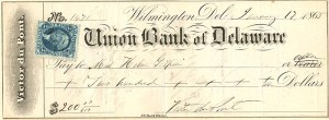 Union Bank of Delaware signed by Victor DuPont